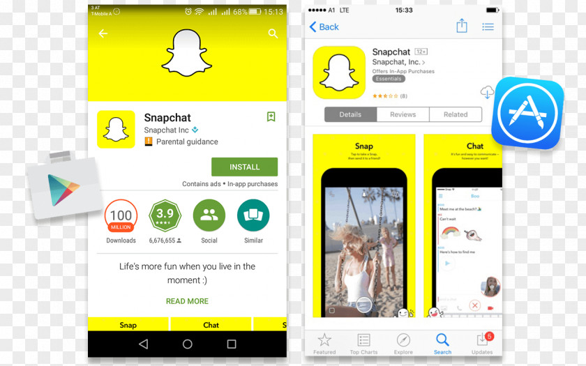 Snapchat Google Play Apple App Store PNG