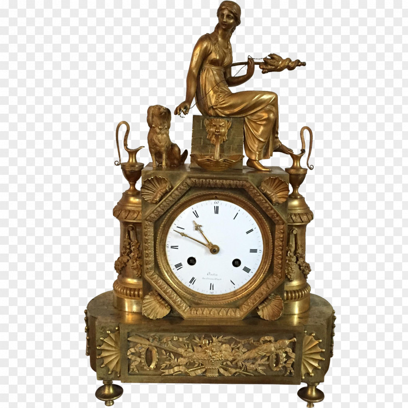 Clock Mantel Antique Ormolu France PNG