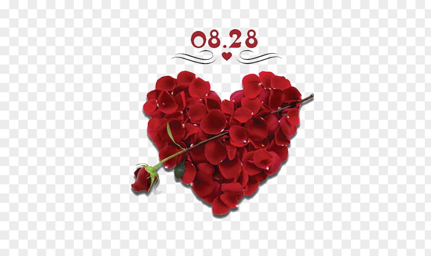Qixi Rose Valentines Day Heart Flower Petal Gift PNG