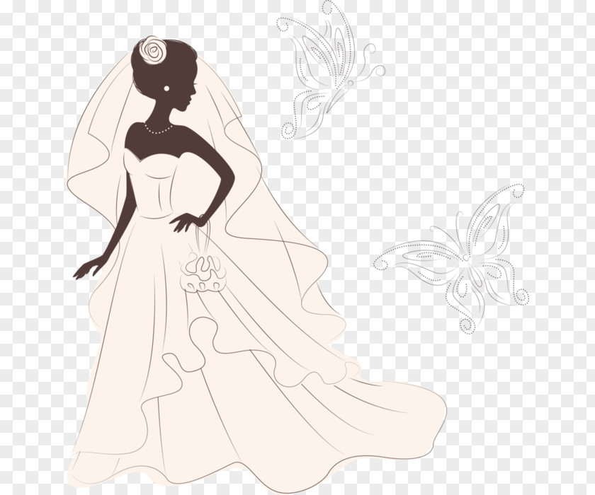 Bride Bridegroom Illustration Wedding Dress PNG