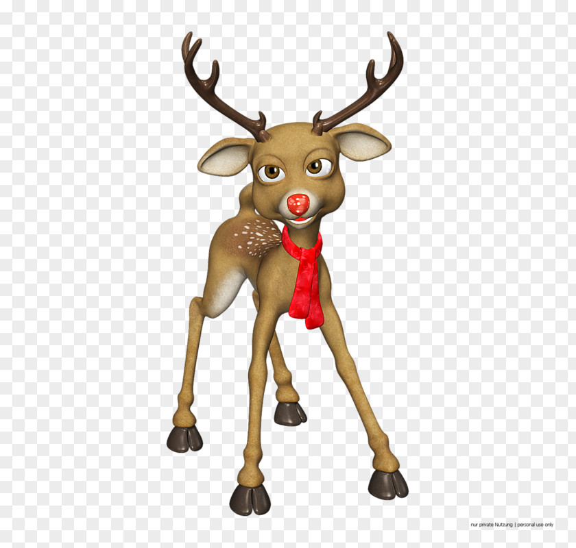 Cartoon Reindeer Rudolph Santa Claus Christmas PNG