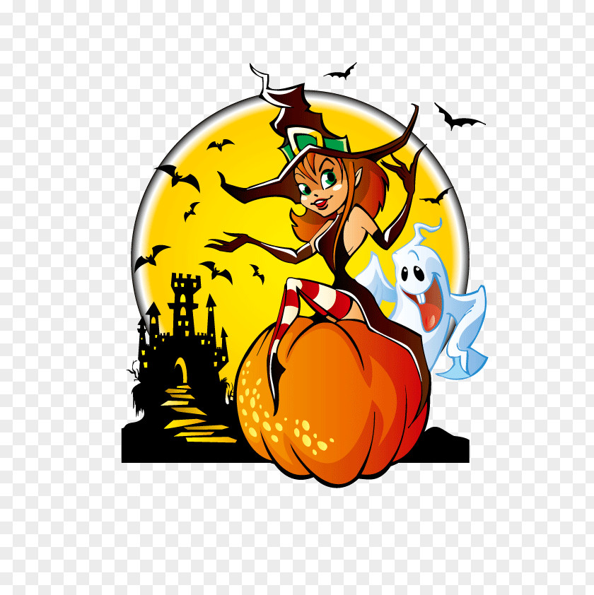 Halloween Witch Vector Material The Tree Clip Art PNG