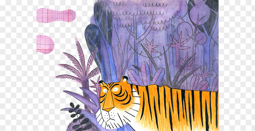 Hand-painted Tiger Forest Pattern Angoulxeame Illustration PNG