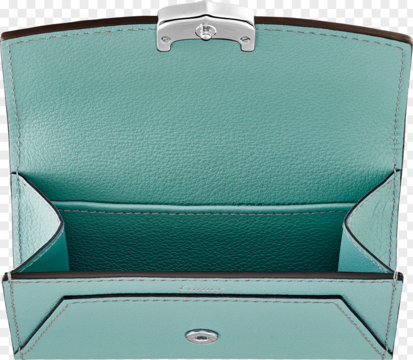 Green Business Card Handbag Wallet Aquamarine Leather Cartier PNG