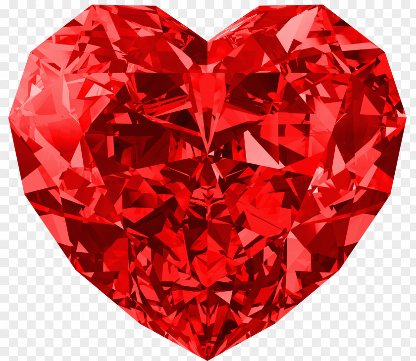 Red Heart Diamond Image Gemstone Jewelry Design PNG