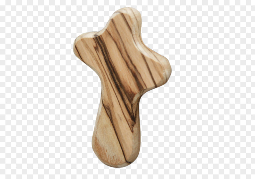 Christian Cross Wood Worry Stone Olive PNG