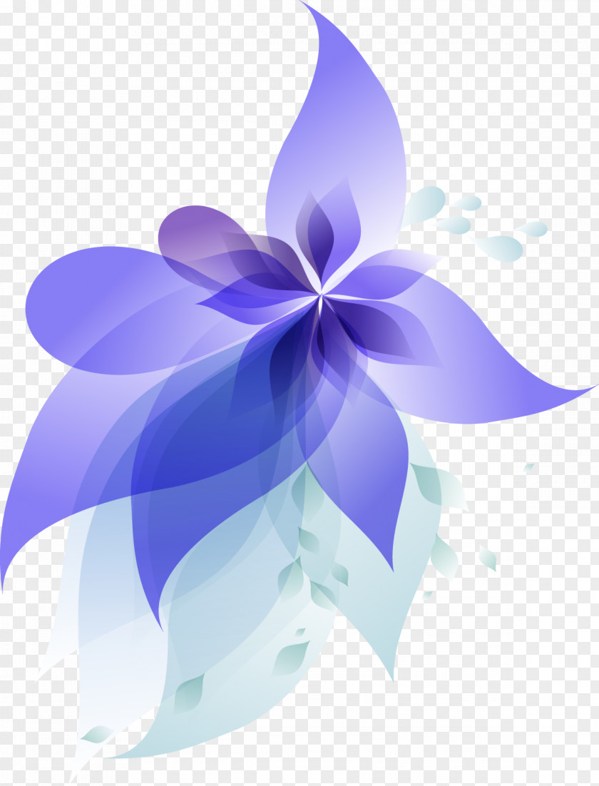 Blue Gradient Flowers PNG