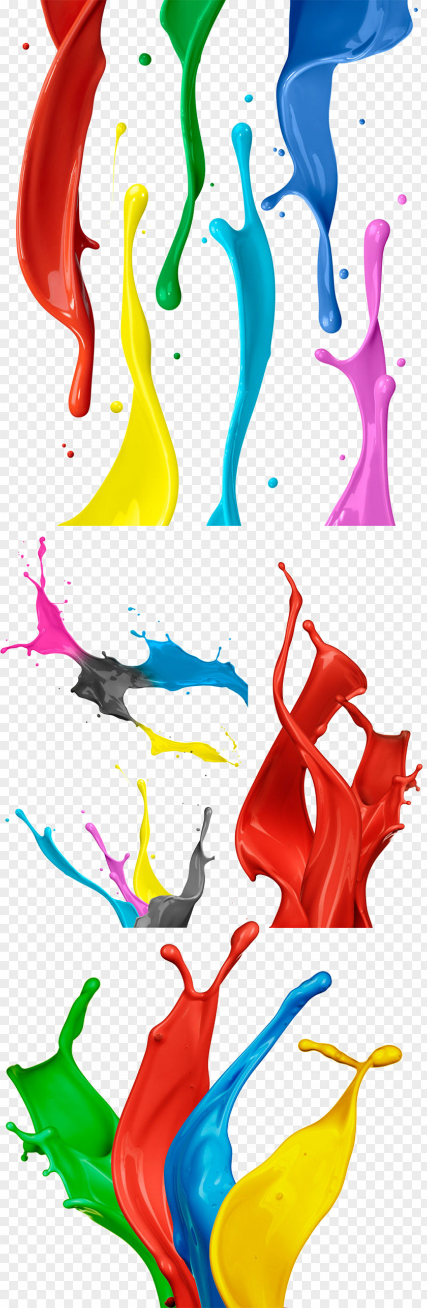 5 Kinds Of Color Paint Splashes Watercolor Painting Clip Art PNG