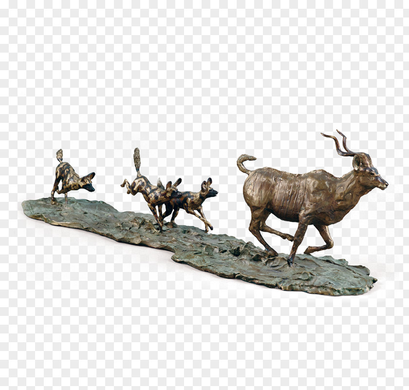 Dog African Wild Bronze Sculpture Hunting Kudu PNG