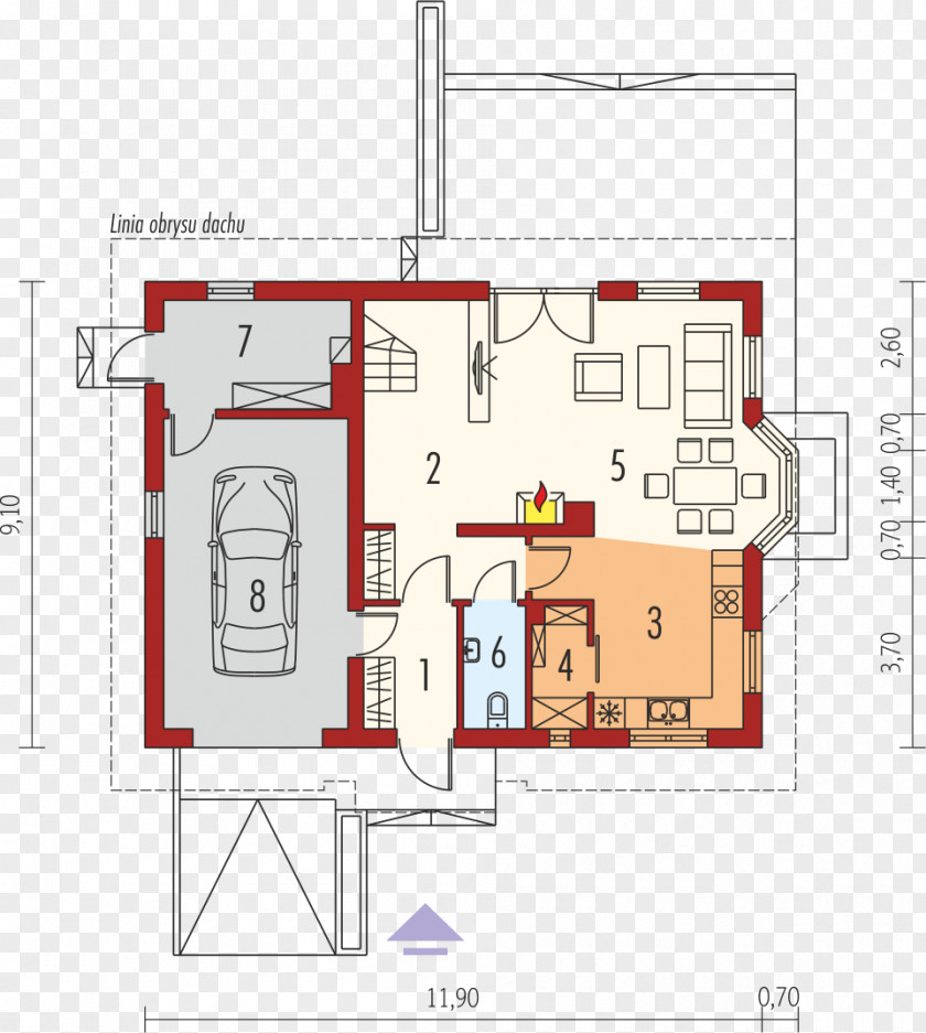 House Floor Plan Mansard Roof Building PNG