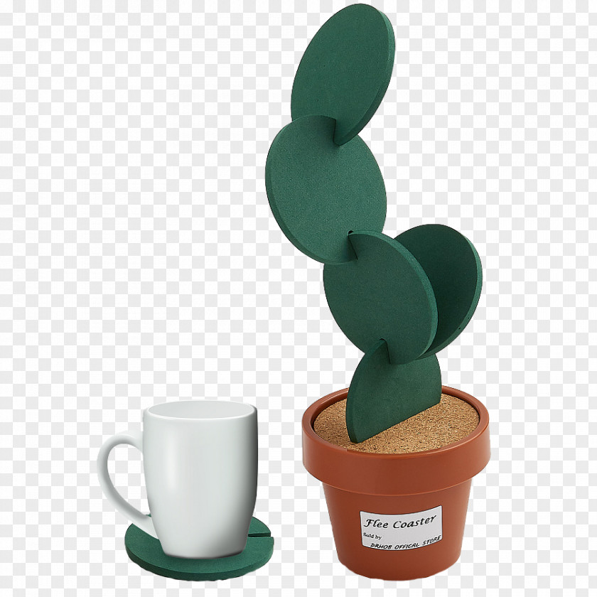 Plastic Cactus Table Drink Coaster Flowerpot Mat Vase PNG