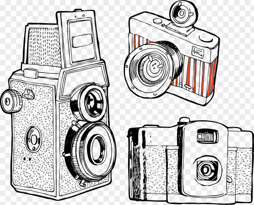 Various Models Of Camera Flat Design Illustration PNG