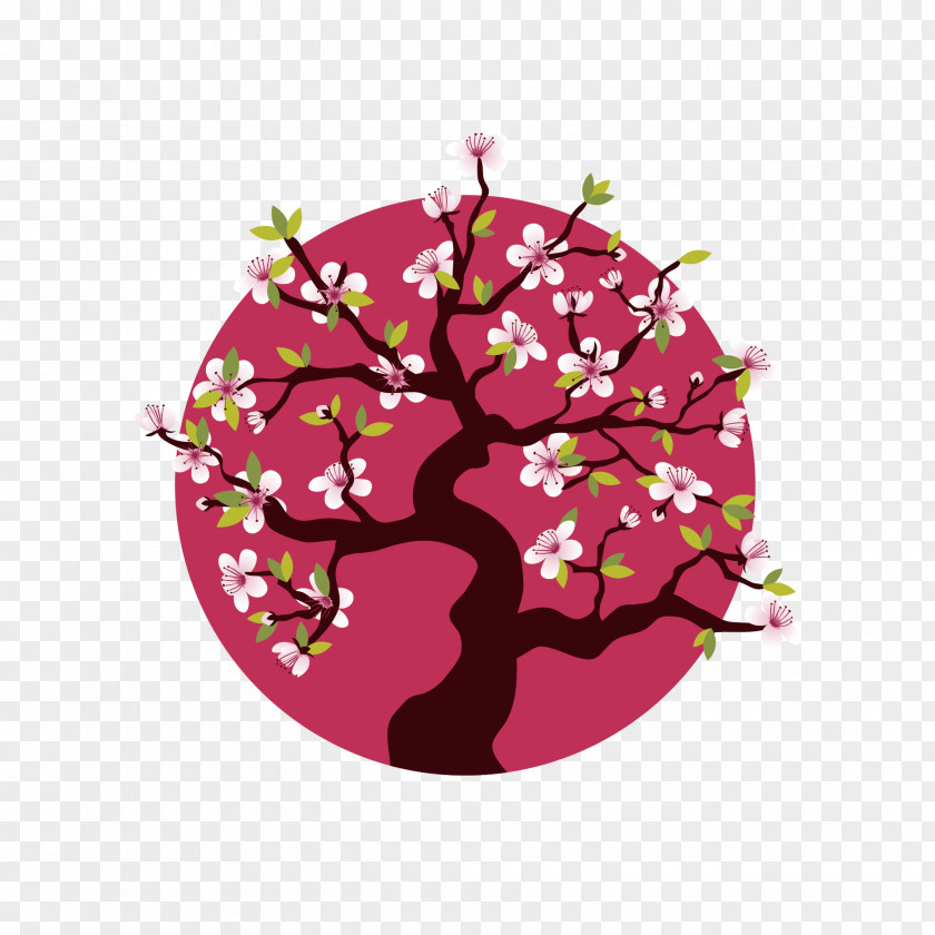 Vector Japanese Cherry Tree Blossom PNG