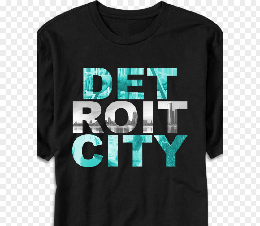 Detroit City Long-sleeved T-shirt Made In Neckline PNG
