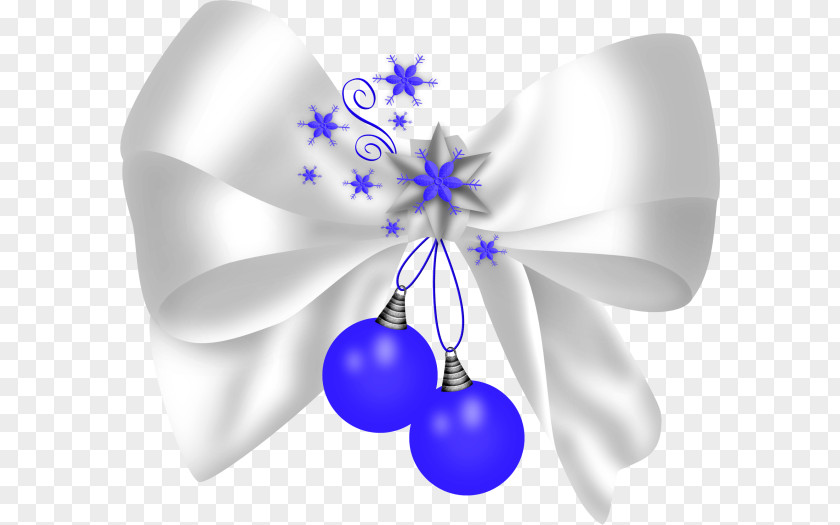White Bow Blue Ball PNG