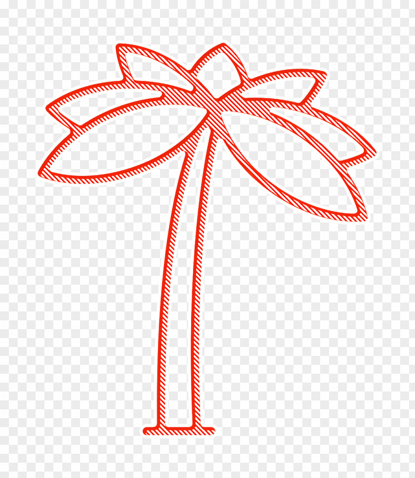 Summer Icon Palm Tree Linear Detailed Travel Elements PNG