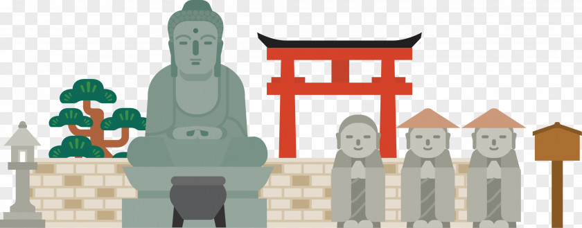 Vector Image Of Gray Buddha Japan Illustration PNG