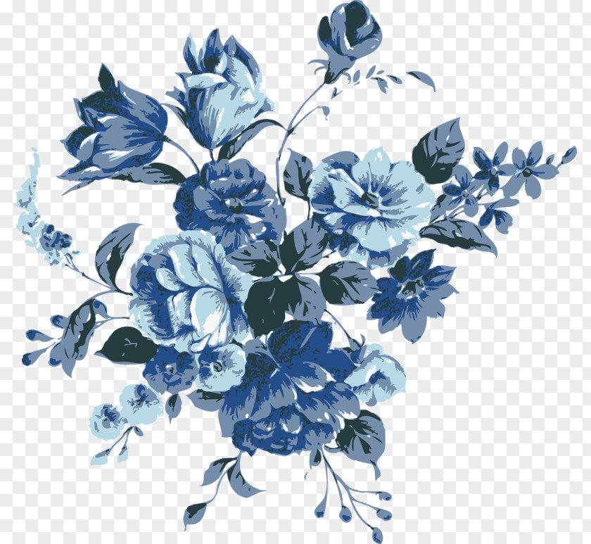 Hand-painted Blue Flowers Background PNG blue flowers background clipart PNG