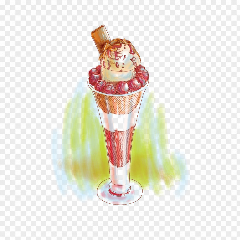 Hand-painted Ice Cream Sundae Milkshake Gelato Knickerbocker Glory PNG