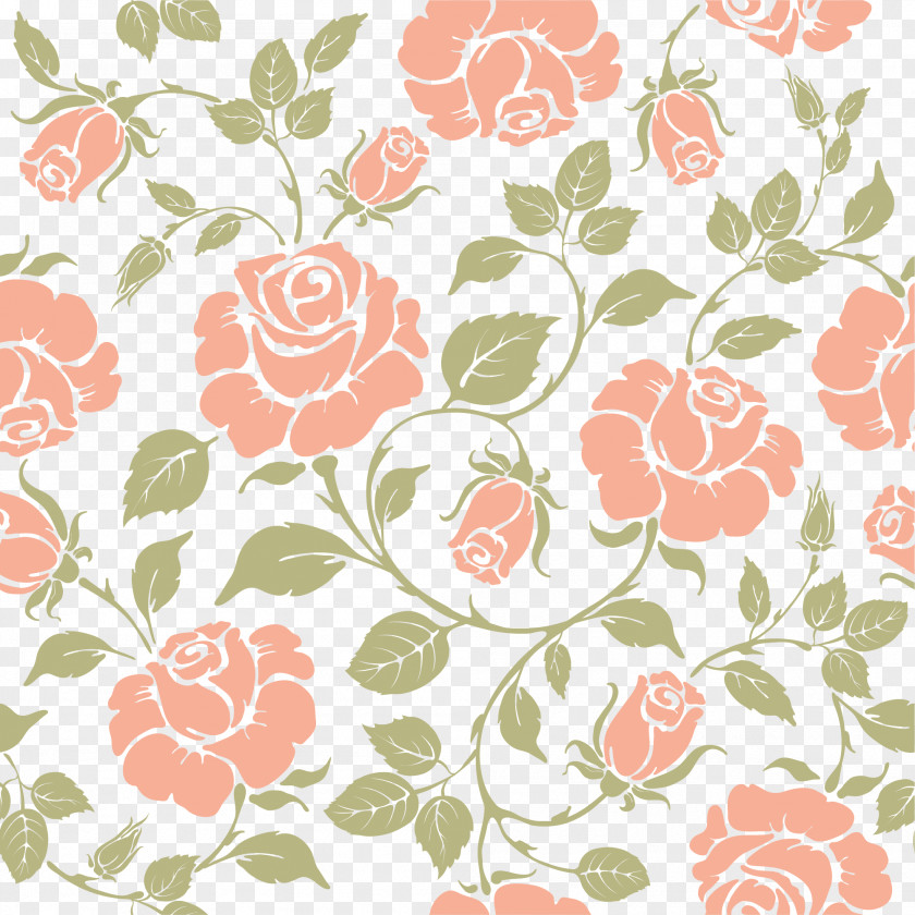 Hand Painted Pink Flowers Leaves Rose Drawing Royalty-free Illustration PNG