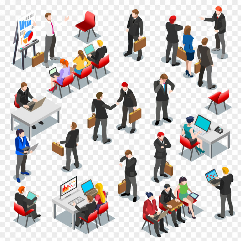 Business Man Collection Businessperson Isometric Projection Stock Photography PNG