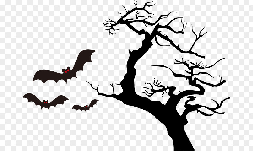 Vector Branch With Bat Halloween Costume Party Clip Art PNG