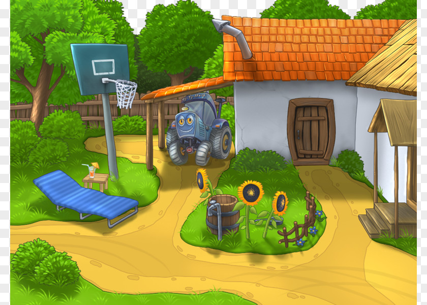 Cartoon Village Basketball Court Animation High-definition Television Wallpaper PNG