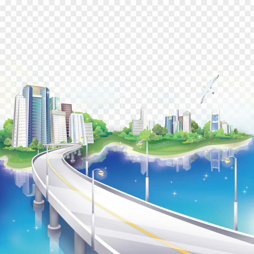 Cityscape Painting Wallpaper PNG