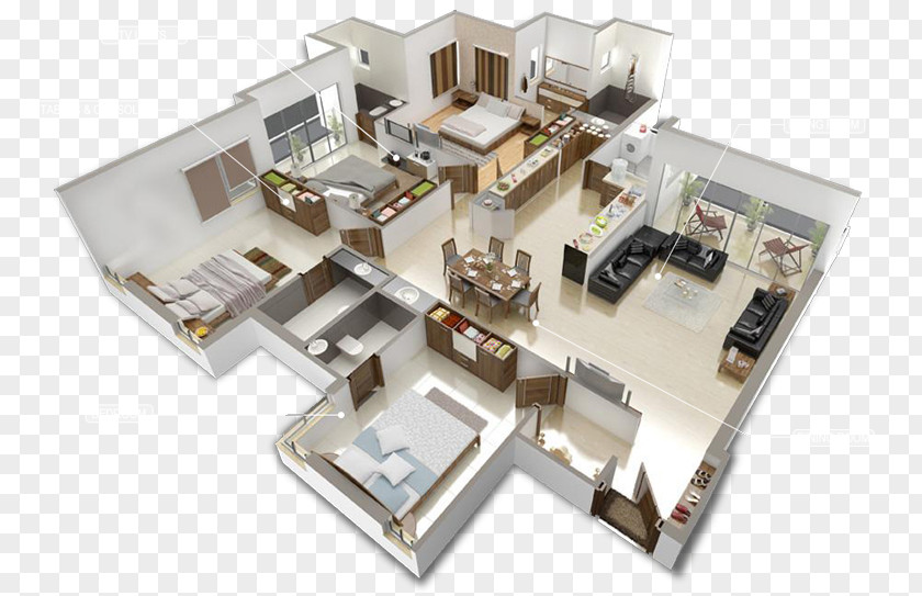House Plan Furniture Interior Design Services 3D Floor PNG