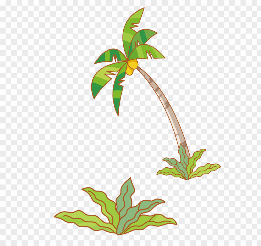 Plants And Coconut Tree Vector Material PNG