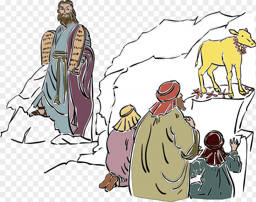 Bovine Nativity Scene Cartoon PNG
