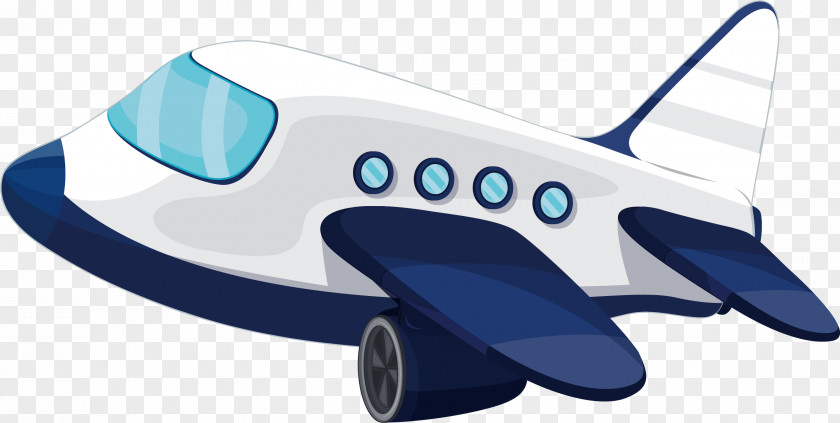Blue And White Small Aircraft Airplane Cartoon Royalty-free PNG
