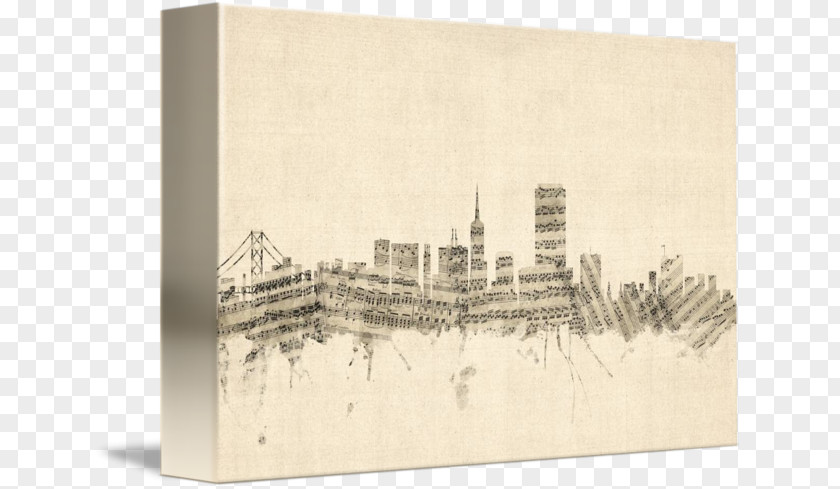 San Francisco Skyline Canvas Print Drawing Gallery Wrap Art PNG