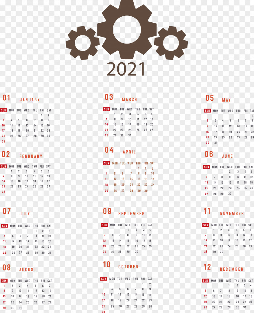 Printable 2021 Yearly Calendar PNG