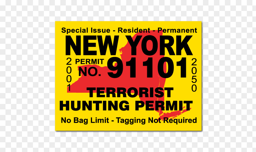 Terrorist New York City Hunting License Douchegordijn PNG
