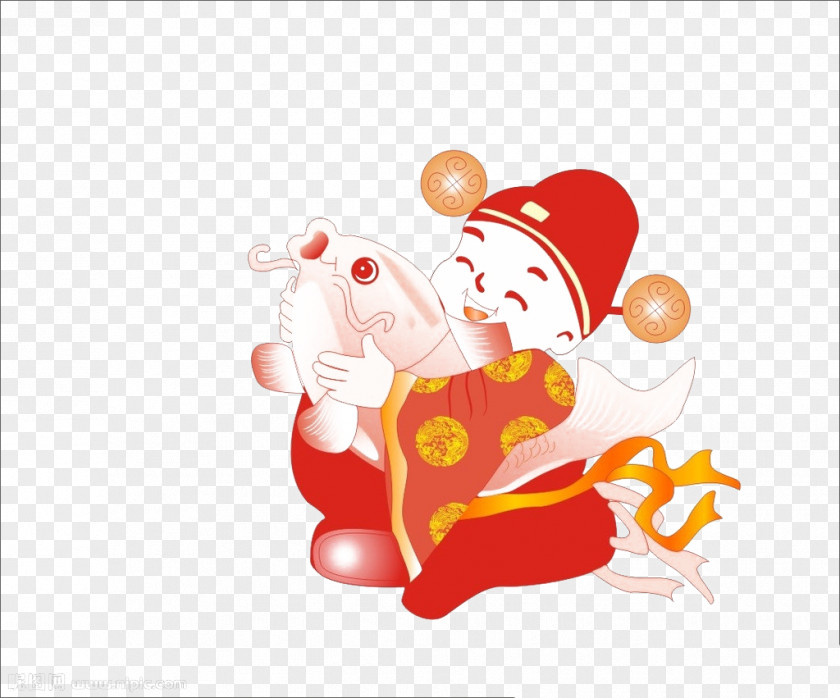 God Of Wealth Common Carp Chinese New Year Picture PNG