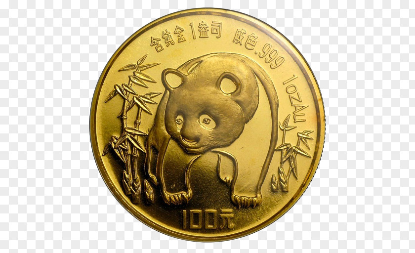 Gold Giant Panda Chinese Coin Silver PNG