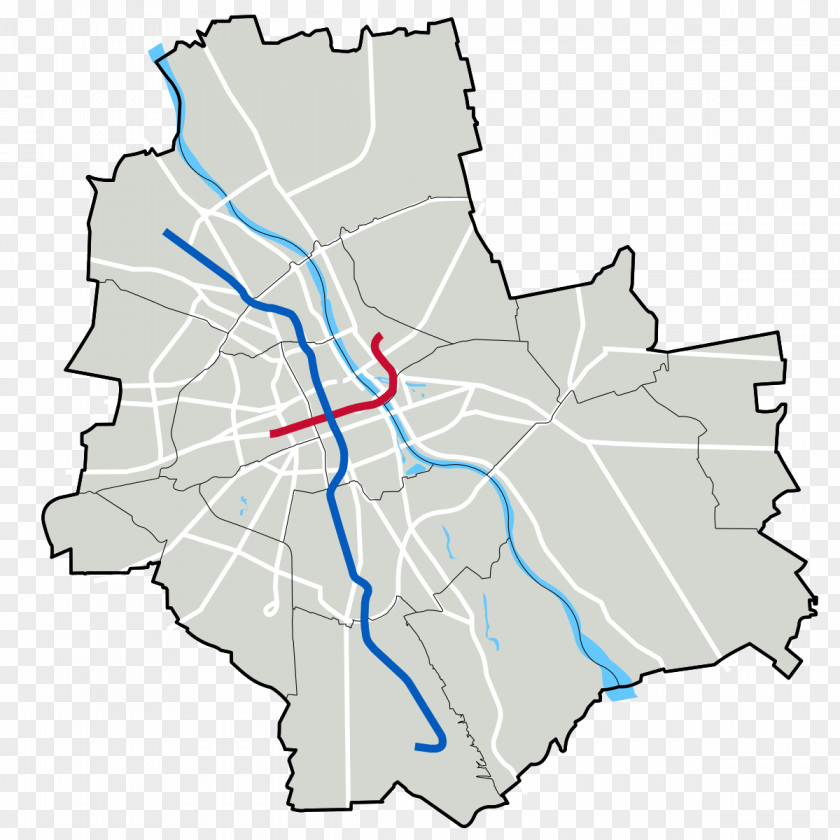 Map Warsaw Metro Blank M2 Line PNG