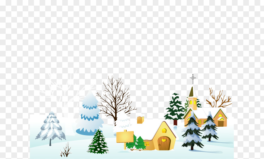 Vector Snow Village Christmas Clip Art PNG