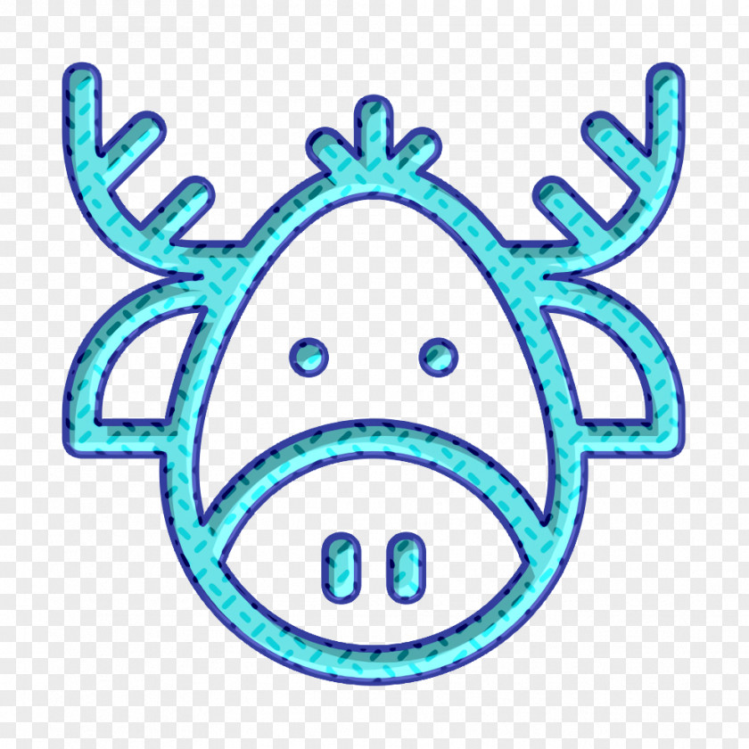 Line Art Sticker Christmas Icon Deer Santa PNG