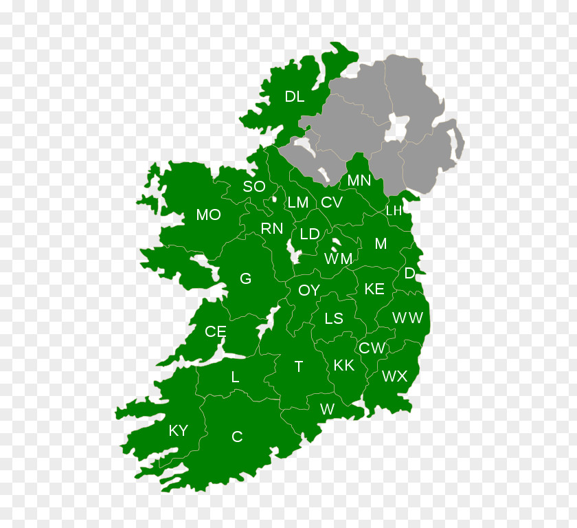 Car Plate Counties Of Ireland Atlas Blank Map PNG