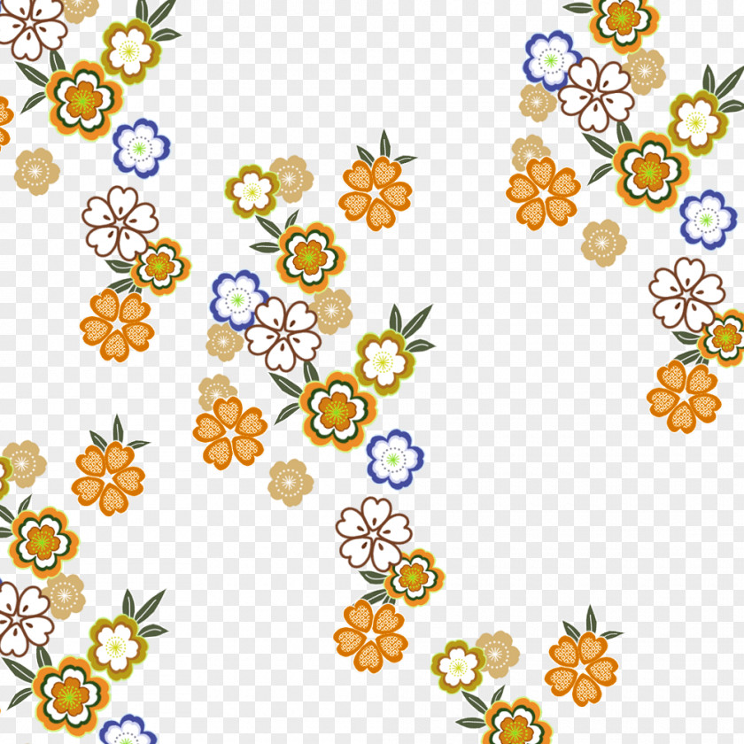 Japanese Yellow Flower Pattern Floral Design Clip Art PNG