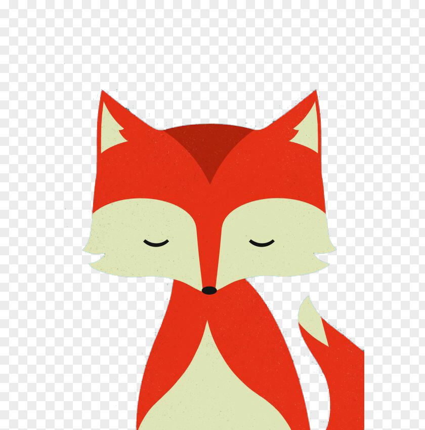 Cute Red Fox Drawing Illustration PNG