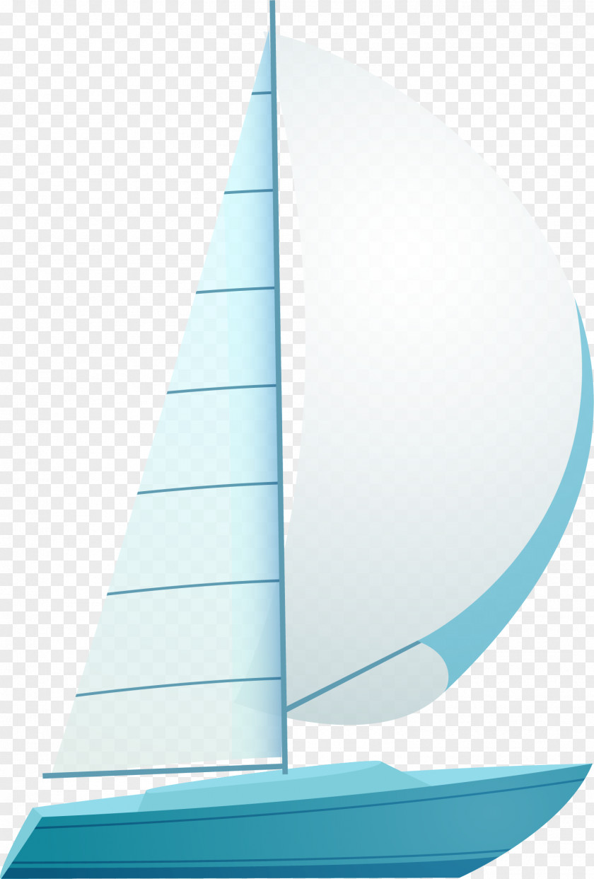 Simple Blue Sailing Ship PNG