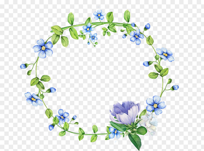 Blue Flowers Wreath Border PNG