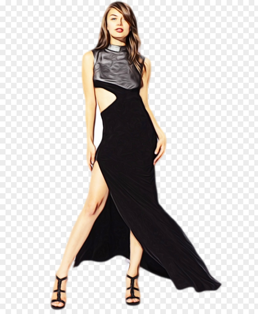 Leg Waist Clothing Dress Fashion Model Black Shoulder PNG