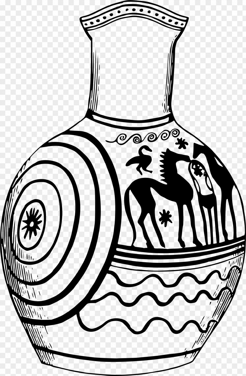Vases Black And White Line Art Vase Drawing Ancient Greek PNG