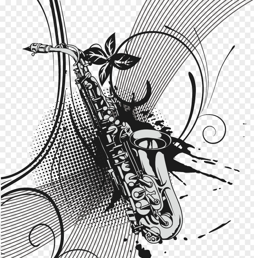 Dynamic Saxophone Theme Vector Material Jazz Graphic Design PNG