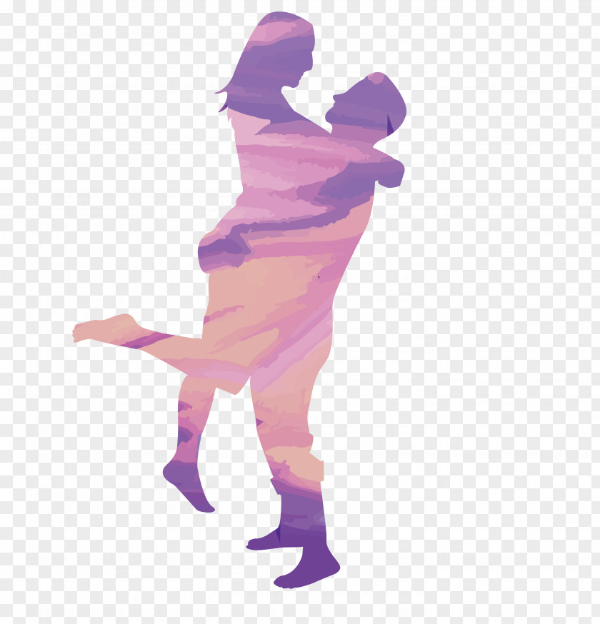 Gradient Couple Embraces Silhouette Clip Art PNG