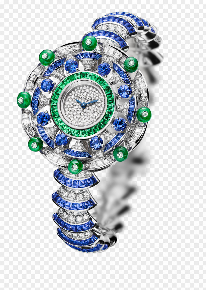 Bulgari Watch Blue-green Diamond Watches Female Form Jewellery Zenith PNG